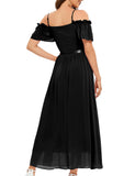 3 x Brand New Bbonlinedress Festive Dress Women s Evening Dress Long Elegant Cocktail Dress Summer Off Shoulder Dress Bridesmaid Dresses Chiffon Wedding Dress Bridesmaid Dress Party Black Dress Black S - RRP €179.97