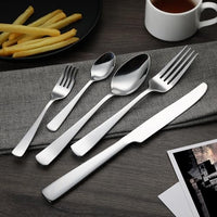 1 x RAW Customer Returns Amazon Basics Rounded Edge Stainless Steel Cutlery Set, 20-Piece, Serves 4, Silver - RRP €20.89