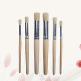 1 x RAW Customer Returns Healifty 6pcs Round Brush Wooden Handle Professional Beginner Tool of Different Sizes for Acrylic Watercolor Oil Painting - RRP €9.19