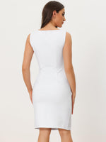 1 x RAW Customer Returns Allegra K Women s Sheath Dress Sleeveless Boat Neck Casual Elegant Office Dress White L - RRP €42.99