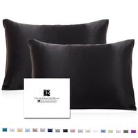 1 x RAW Customer Returns Set of 2 silk pillowcases 40x80, Ravmix silk pillowcases, for hair and skin, with hidden zipper, both sides silk, mulberry silk pillowcases 40x80, 2 pieces, black - RRP €34.27