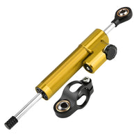 1 x RAW Customer Returns Motorcycle Steering Damper, Universal Aluminum Alloy Steering Damper Stabilizer Damper Stabilizer Linear Reversed with Mounting Bracket Golden Black  - RRP €47.89