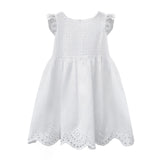 1 x RAW Customer Returns Topophilia Girls Eyelet Dresses, Toddler Short Sleeve A Line Casual Cotton Dress 7-8Y - RRP €19.99