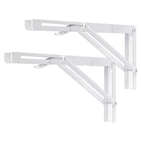 1 x RAW Customer Returns YUMORE folding bracket heavy-duty 400 mm shelf bracket foldable white - 2 pieces metal folding brackets wall table holder folding shelf brackets for DIY folding table benches shelves space-saving, max load 330 lbs - RRP €30.24