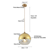 1 x RAW Customer Returns Euone Clothes with Wood Plated Glass Ball Lampshade Modern Simple Ceiling Light Hanging Lamp Kitchen Island Dining Room Bedroom Chandelier Gold, 20cm , DGY-1004 - RRP €59.99