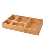 1 x RAW Customer Returns FOROREH Set of 5 Kitchen Organizer Boxes, Extra Large Bamboo Rectangular, Stackable Wooden Cutlery Storage Organizer, for Kitchen Cabinets, Drawers or Pantry - RRP €26.26