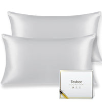 1 x RAW Customer Returns Texbee Silk Pillowcase 40x80cm for Hair and Skin 2 Pack Both Sides 22 Momme Natural Pillowcase Silk with Hidden Zipper Soft Breathable Smooth Standard Size-Silver Gray - RRP €34.27