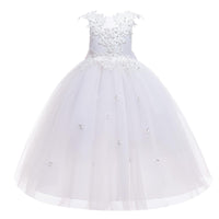 1 x RAW Customer Returns LOLANTA Formal Dress Girls, Princess Dresses Girls Wedding Party Dress, Elegant Long Evening Dress Communication Lace Tulle Dress for Children, 5-6 Years, White, Day 120 - RRP €39.98