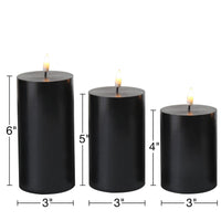 1 x RAW Customer Returns Eywamage Black Flat Top Flameless Pillar Candles with Remote Control, Battery LED Halloween Wax Candles 3 Pack - RRP €25.2