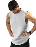 1 x RAW Customer Returns Men s Sports Tank Top Vest Workout Bodybuilding Workout Gym T Shirts Cotton Neckline Sleeveless Muscle T Shirt 203 White L - RRP €24.0