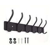 1 x RAW Customer Returns YONIAK hook rail coat hook, wardrobe hook rail heavy metal rail stainless steel rustproof with 6 hooks, wall coat rail for wall wardrobe, bedroom, bathroom, matt black - RRP €17.49