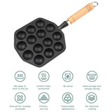 1 x RAW Customer Returns QOTSTEOS Takoyaki Pan Baking Tool Easy Clean 14 Holes Pancake Takoyaki Pan No Coating Cast Iron Black 19 x 18 x 17 x 2.5 cm - RRP €25.78