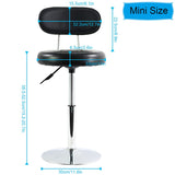 1 x RAW Customer Returns FURWOO Stool PU Leather Work Stool Chair Pulley Mini Stool Drawing Stool Suitable for Barbershop Salon Multitask Swivel Stool with Backrest Black  - RRP €36.99