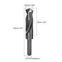 1 x RAW Customer Returns sourcing map 22.5mm Reduced Shank Drill Bit HSS 9341 Black Oxide with 1 2 Straight Shank - RRP €18.14