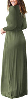 1 x RAW Customer Returns AUSELILY Women s Long Sleeve Maxi Dresses Casual Long Dresses with Pockets L, Army Green  - RRP €29.84