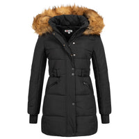 1 x RAW Customer Returns Elara Women s Quilted Winter Jacket Faux Fur Collar Black Chunkyrayan EL-JA02 Black Natural 46 3XL  - RRP €72.9