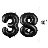 5 x Brand New 38th Birthday Balloon Decoration Black 38 Balloons Happy 38th Birthday Party Supplies Number 38 Foil Mylar Balloons Latex Balloon Gifts for Girls Boys Women Men - RRP €35.2