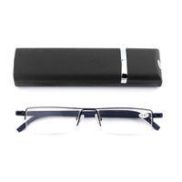 1 x RAW Customer Returns MMOWW Pack of 3 Reading Glasses for Men and Women Portable Ultralight TR90 Reading Aid Half-Rim Metal Glasses with Glasses Case Black, 2.0  - RRP €24.19