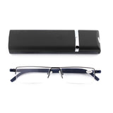 1 x RAW Customer Returns MMOWW Pack of 3 Reading Glasses for Men and Women Portable Ultralight TR90 Reading Aid Half-Rim Metal Glasses with Glasses Case Black, 1.5  - RRP €24.19