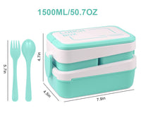 1 x RAW Customer Returns Kisstta Box Bento Box Lunch Container for Adults and Kids, Stackable with Utensils, BPA Free Bento Box, 2 Layer Bento LunchBox for Men Women, Green Bento Box Microwave Safe - RRP €22.8