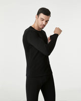 1 x RAW Customer Returns LAPASA Men s 100 Merino Wool Lightweight Thermal Undershirt Long Sleeve Round Neck Base Layer M29 M Black Light  - RRP €42.99