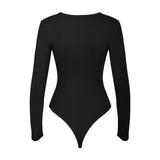 1 x RAW Customer Returns RoomTour Women s Bodysuit Long Sleeve Deep V-Neck Jumpsuit Elegant Bodysuits for Women 3-Black M - RRP €27.22