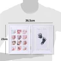 1 x RAW Customer Returns LEcylankEr Baby Handprint and Footprint Photo Album Baby Picture Frame First Year Anniversary Growth Record Baby Gifts,Foldable Dual-Use Photo Frame with Refillable Ink Pad White  - RRP €18.14