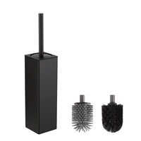 2 x RAW Customer Returns BVL Black Toilet Brushes Holders, Metal Toilet Brush Including 2 Brush Heads, Freestanding Square Silicone Toilet Brush for the Bathroom - RRP €47.12