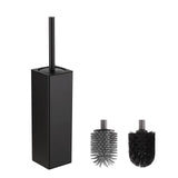 1 x RAW Customer Returns BVL WC Brushes Holders Black, Metal Toilet Brush Including 2 Brush Heads, Freestanding Square Silicone Toilet Brush for the Bathroom - RRP €22.64