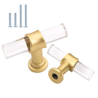 1 x RAW Customer Returns goldenwarm 10x furniture knobs gold handles gold matt furniture handles gold drawer knobs gold furniture knobs modern dresser handle zinc alloy acrylic transparent knob - RRP €19.86