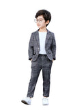 1 x RAW Customer Returns LOLANTA Kids Gray Suit 2 Piece Festive Set for Boys Wedding Party Outfits Plaid Blazer and Pants Prom Occasion Wear Dark Gray 120 - RRP €38.05