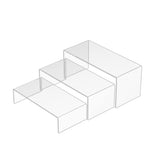 1 x RAW Customer Returns Sezanrpt Clear Riser Shelf 3pcs, Desktop Rectangular Acrylic Display Shelves Organizer, Acrylic Stand for Funko Pop Figure, Perfumes, Bags, Shoes, Glasses, Toys, Collectibles - 20.3x21.6x22.8CM - RRP €17.99