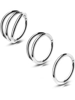 1 x RAW Customer Returns OUFER Body Piercing 16 g 3 St ck Nasenpiercing, Hoop-Ring, aus 316L Chirurgenstahl, Ohrpiercing, Hoop-Piercing, Conch, Helix, Tragus f r Damen, 16G10mm, Edelstahl - RRP €24.0