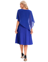 1 x RAW Customer Returns DRESSTELLS Chiffon Overlay Cape Dress, 2023 Mother of the Bride Cocktail Dress, Royal Blue, XL - RRP €52.99