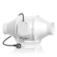 1 x RAW Customer Returns Hon Guan 75mm 46m h Inline Duct Fan, Exhaust Fan with EU Plug for Ventilation, Extraction, Hydroponics, Grow Rooms, Heating, Cooling, White - RRP €56.46