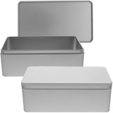 1 x RAW Customer Returns PATKAW Rectangular Metal Tins 2 Pieces Tin Can For Tea Empty Tin Box With Lid Food Container For Spices Candy Silver - RRP €31.42