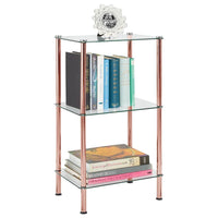 1 x RAW Customer Returns mDesign standing shelf with 4 shelves compact shelf in a modern design made of metal and glass glass shelf for the bathroom, office, bedroom or living room white and transparent - RRP €57.85