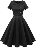 1 x RAW Customer Returns Wedtrend Women s Cocktail Dress Rockabilly Evening Dress Short Vintage Ladies 1950s Black L - RRP €42.99