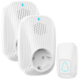 1 x RAW Customer Returns Wireless bell, wireless doorbell, outdoor wireless bell, waterproof with 2 receivers, 1 transmitter, 400 m range, wireless doorbell, wireless front door with 2 USB ports and EU socket, garden bell, door house bell - RRP €20.16