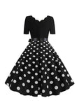 1 x RAW Customer Returns Yming Women s Vintage Swing Party Dresses Flowing Midi Dresses Festive Wedding Dress V-Neck Dresses Black S - RRP €23.18