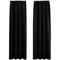 1 x RAW Customer Returns PONY DANCE Opaque curtains with ruffle tape, set of 2, H 220 x W 140 cm, thermal curtain, cold protection, winter bedroom curtains, black, opaque curtain, heat-insulating - RRP €37.79