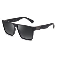 1 x RAW Customer Returns JIM HALO Retro Polarized Sunglasses Men Women, Flat Top Square Driving Glasses UV400 Black Gray - RRP €19.75