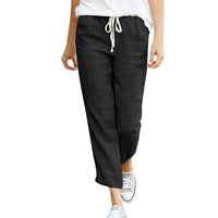 1 x RAW Customer Returns Cegerne women s linen trousers, long, lightweight summer trousers, loose fit, casual trousers with pockets for holidays, beach 7 8, black, 3XL - RRP €33.99