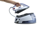 1 x RAW Customer Returns Hoover IronVision PMP2400 011 Iron with Boiler, Ceramic Plate, Steam Function, Steam Boost 90 g min, Tank Capacity 1.5 Liters, Anti-scale, Power 2400 W, 4.5 BAR, Blue - RRP €99.98