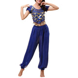 1 x RAW Customer Returns Oneyijun Women s Belly Dance Costume Sets Dance Top Lantern Pants Professional Carnival Dancer Suits - RRP €27.3