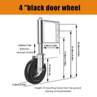 1 x RAW Customer Returns Gate roller rubber spring-loaded swivel roller heavy duty gate wheel spring-loaded wheel for gate gate roller, robust gate wheel load spring roller with universal mounting plate for wooden gates 4 inches  - RRP €32.18