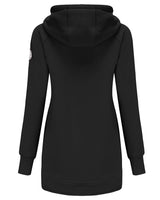 1 x RAW Customer Returns ELFIN Women s Long Hooded Pullover Zipper Hoodie Autumn Winter Jumper Sweat Jacket with Zip, Black, XXL - RRP €49.4