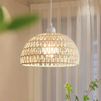 1 x RAW Customer Returns Comely Rattan Pendant Light, Boho Hanging Lamp Dining Room with E27 Lamp Socket, Hand-Woven Rattan Lampshade, Suitable for Bedroom, Living Room, Hallway, Kitchen, White - RRP €42.98