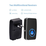 1 x RAW Customer Returns  No Battery Required Wireless Doorbell Waterproof, AURTEC Doorbell Kit with 2 Receivers and 1 Self-Powered Press, 51 Chimes, 4 Volume Levels, Black - RRP €33.26