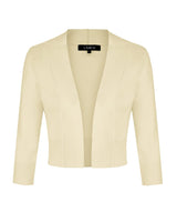 1 x RAW Customer Returns MINTLIMIT Women s Summer V-Neck 3 4-Sleeve Bolero Festive Cardigan Blazer, Beige, L - RRP €28.99